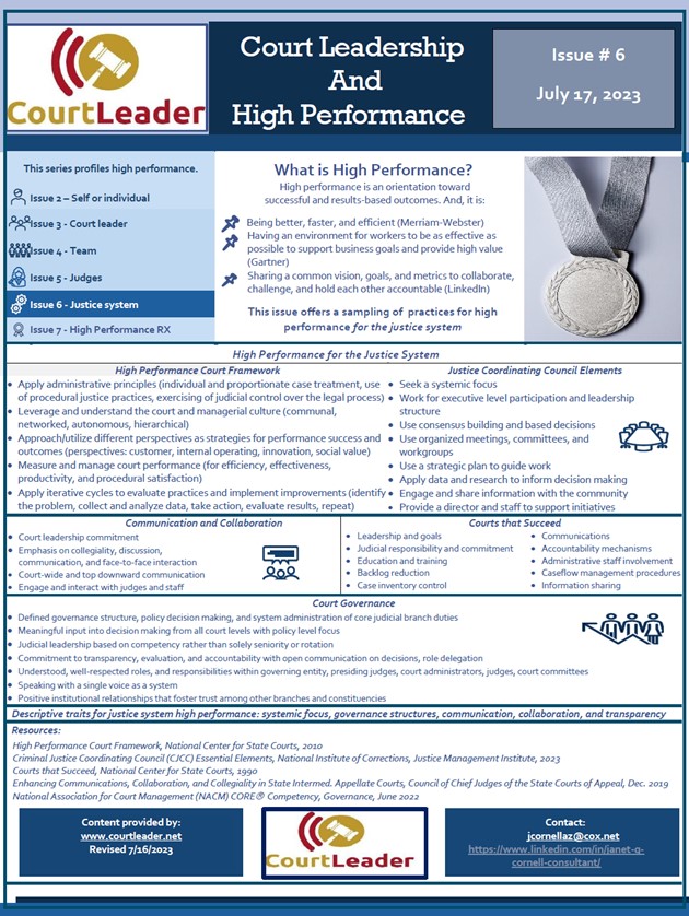 Court Leadership and High Performance – High Performance for the ...